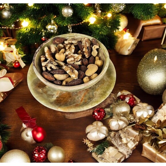 Nuts, candy bowl, marble handmade bowl with Saucer Snack dish, Marble Candy dish - Picture 1 of 11